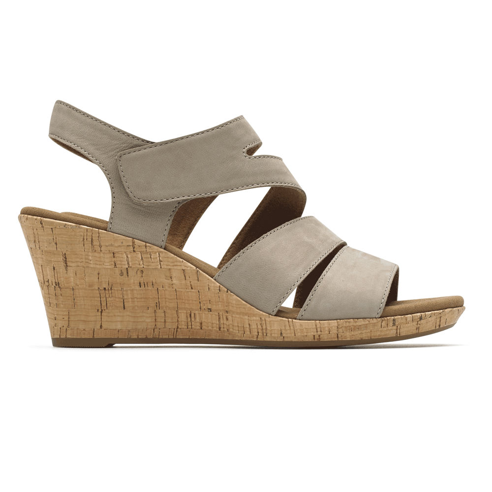 Sandalias Rockport Mujer Mexico - Briah Strappy Wedge Comfort Grises - POSDF7526